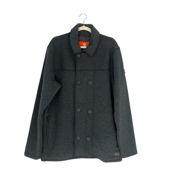 Merrell Men’s Coat Jacket Gray Pea Coat Wool Blend Jacket Select Performix Sz XL - Picture 1 of 10